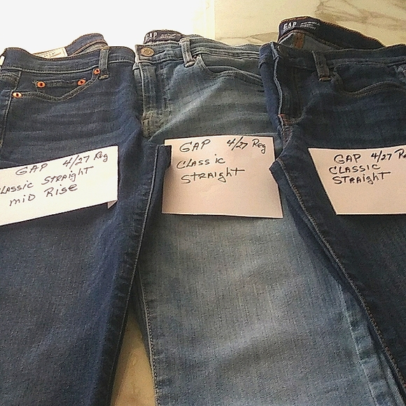 3 PAIRS OF GAP WOMEN'S CLASSIC STRAIGHT LEG JEANS/5 POCKET ,SIZE 4, - Picture 4 of 10